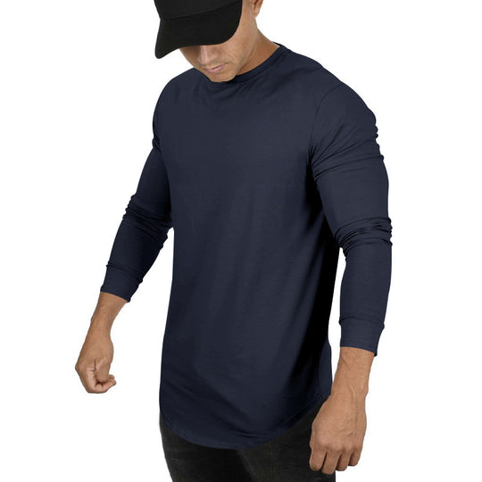 Herren Langarmshirt mit verlängertem Rundsaum und schmalem Schnitt aus elastischem Funktionsjersey Shop Nory