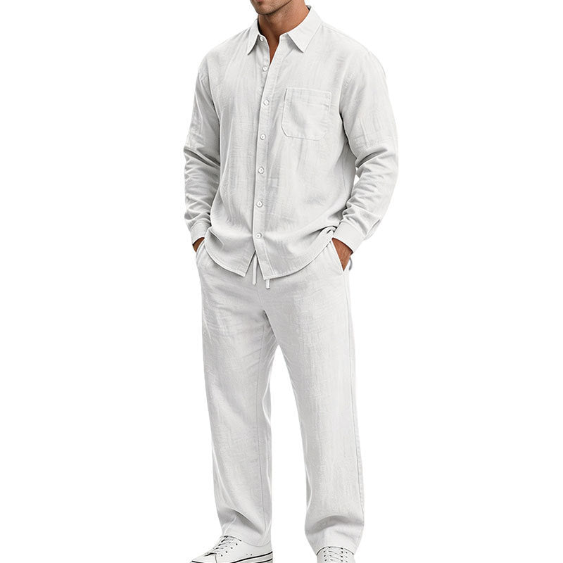 Herren Entspanntes Zweiteiliges Lounge-Set aus Strukturjersey mit Hemdkragen Shop Nory