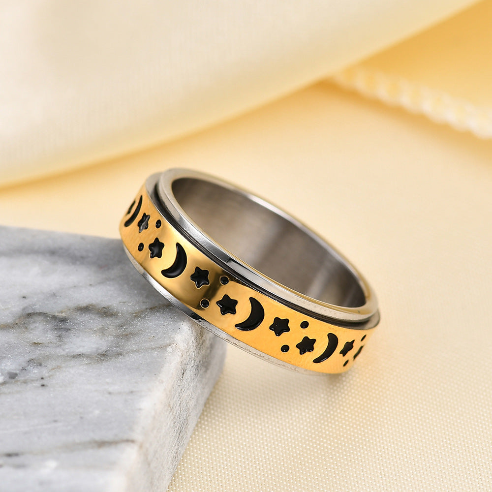Herren Ring mit kunstvollem Mond- und Sternmotiv Shop Nory