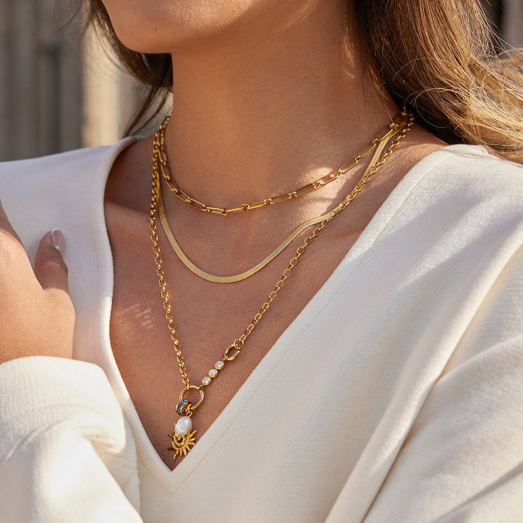Damen Halskette mit Sonne und Swarovski-Steinen Shop Nory