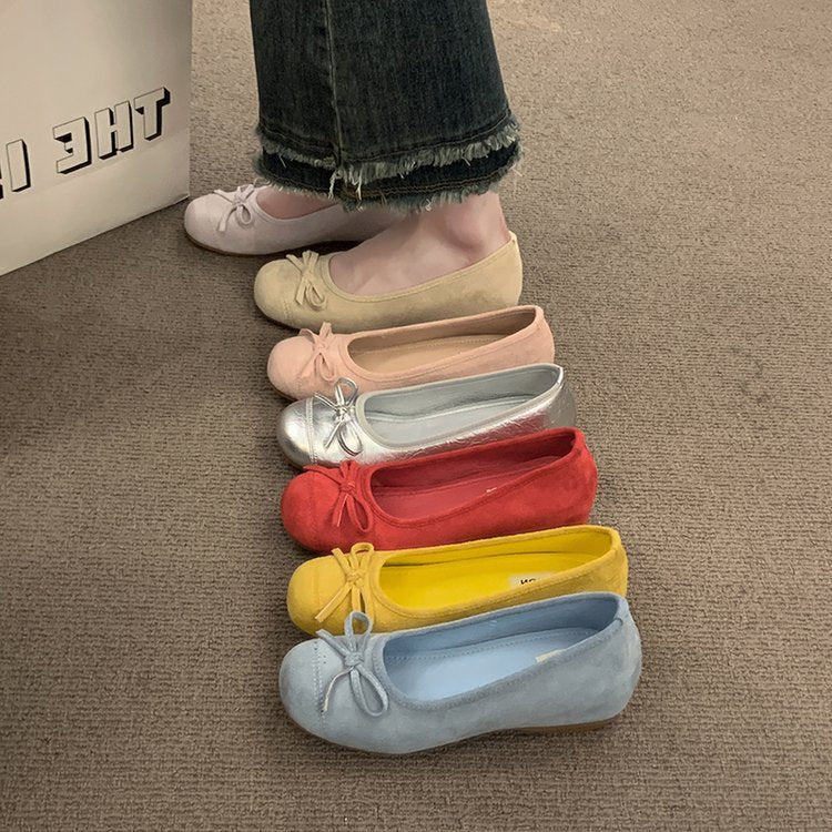 Damen Ballerinas mit dekorativem Schleifendetail und hochwertiger Fleeceaussensohle