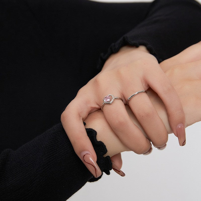 Damen Offener Ring mit herzförmigen Zirkonia und modernem Design Shop Nory