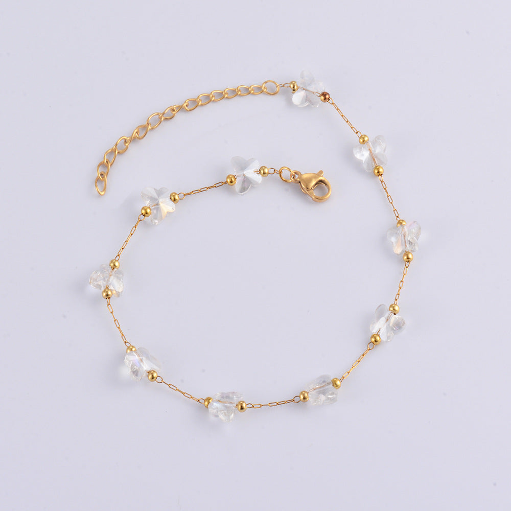 Damen Armband mit herzförmigen Perlen und edler Goldkette Shop Nory