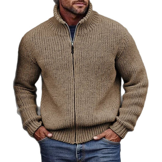 Herren Grobstrick-Cardigan mit Stehkragen und durchgehendem Reißverschluss Shop Nory