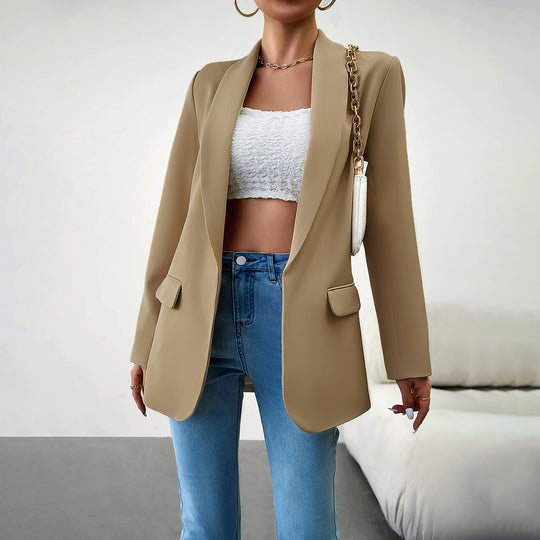 Damen nan langer Oversize-Blazer mit schmaler Reverslinie und soften Schulterpolstern Shop Nory