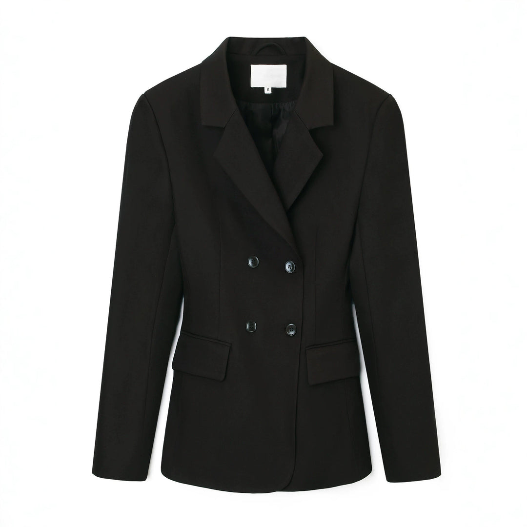 Damen Doppelreihiger taillierter Business‑Blazer mit Pattentaschen und fallendem Revers Shop Nory