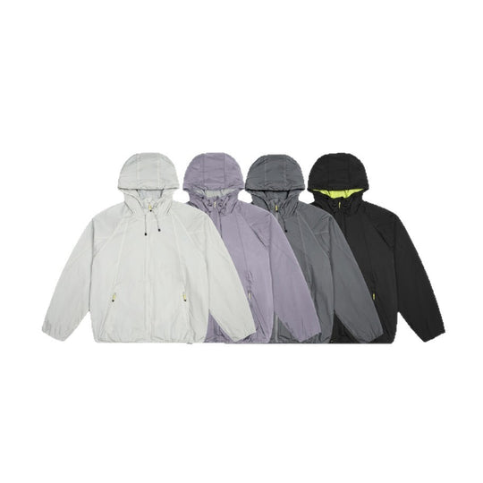 Unisex Leichter Windbreaker mit verstellbarer Kapuze, packbarer Nylonjacke Shop Nory