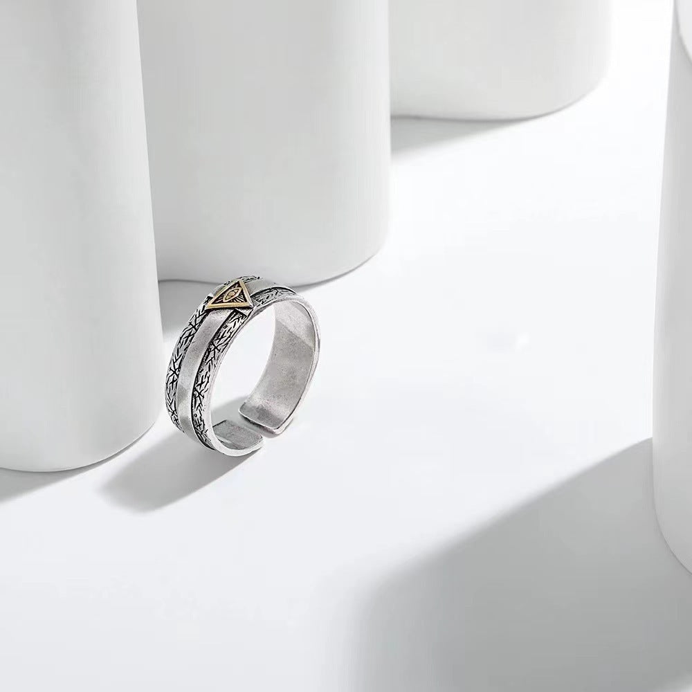 Damen Offener Ring mit kunstvollem Symbol-Design und eingravierter Struktur Shop Nory