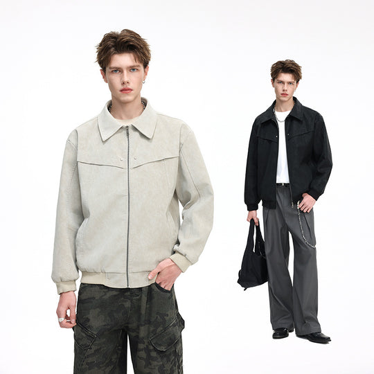 Herren Bomberjacke im Harrington‑Stil mit geripptem Saum und verdecktem Reißverschluss Shop Nory