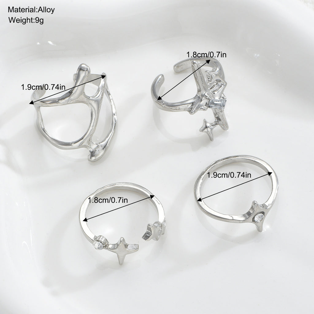 Damen Ring-Set mit modernen, geschwungenen Designs und funkelnden Akzenten Shop Nory