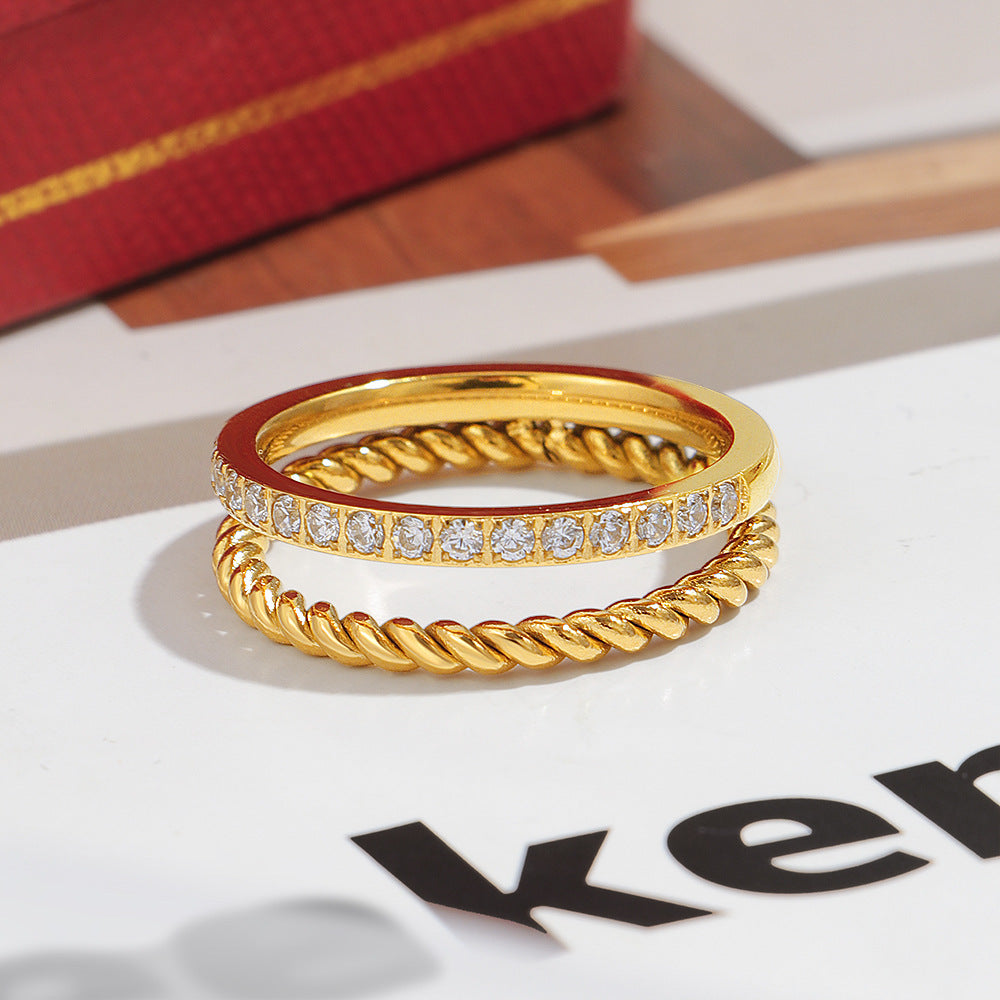 Damen edler Ring-Satz mit funkelnden Zirkonia-Steinen Shop Nory