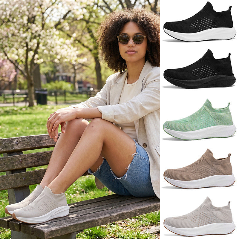 Damen Strick-Slip-On Sneaker mit nahtlosem Elastikschaft und dämpfender Plateau-Sohle Shop Nory