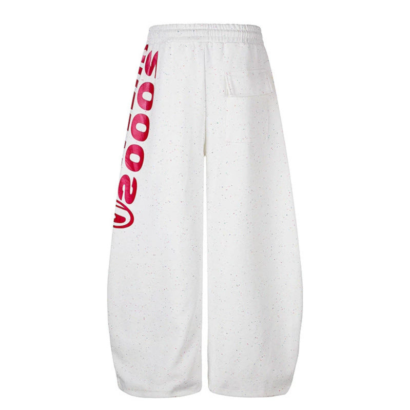 Damen Weite Culotte-Sweatpants mit Komfortbund, Tunnelzug und seitlichem Statement-Print Shop Nory