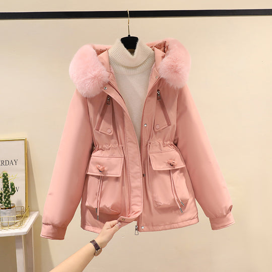 Damen nan Thermo-Parka mit Kapuze, voluminösem Kunstpelzkragen, Tunnelzugtaillierung und Multifunktions-Taschen Shop Nory