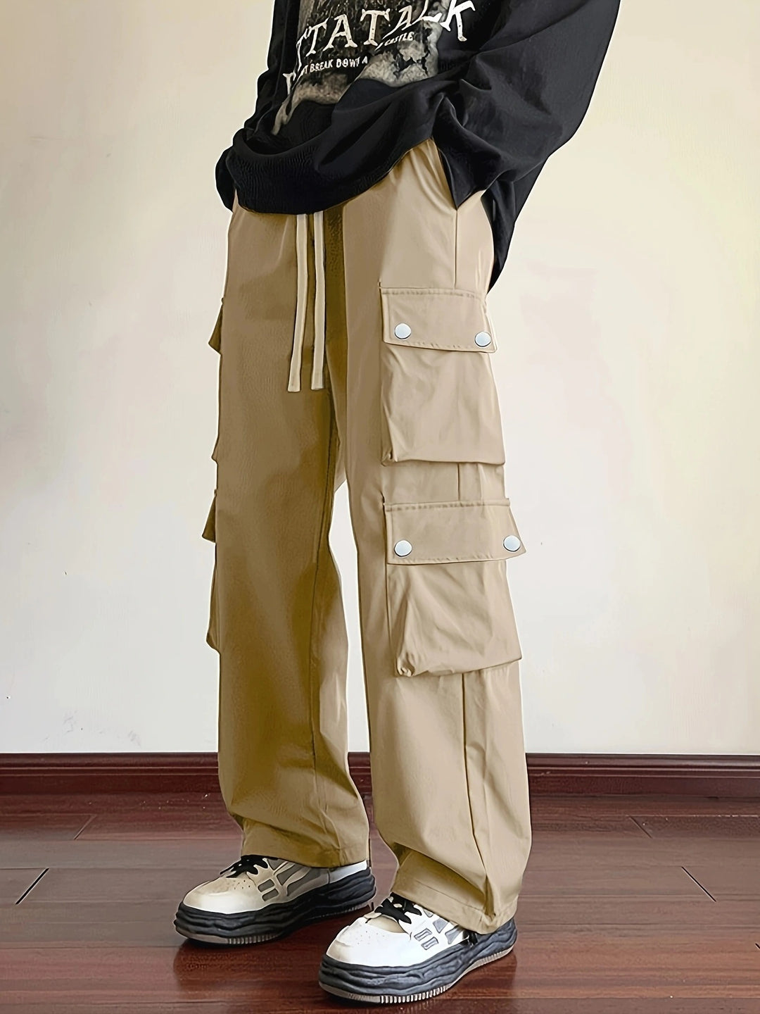 Herren Locker geschnittene Cargo-Jogginghose mit Tunnelzug & Mehrfachtaschen Shop Nory