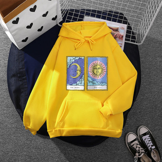 Damen nan leichter Oversize Kapuzenpullover mit Herz‑EKG‑Motiv, langen Kordeln und elastischem Bund Shop Nory