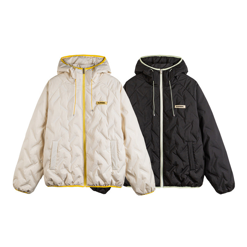 Unisex Wattierte Kapuzenjacke im Boxy-Schnitt mit kontrastkanten und elastischem Saum Shop Nory