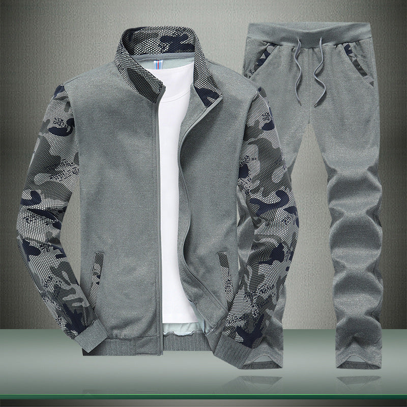Herren Sportives Trainingsanzug-Set aus Funktionssoftshell mit Camouflage-Ärmeln und regulierbarer Joggerhose Shop Nory