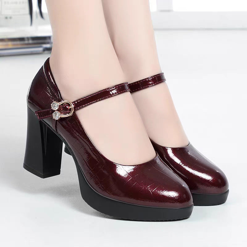 Damen Mary Jane Pumps mit Riemchen und elegantem Blockabsatz