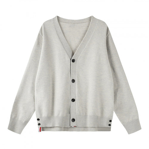 Unisex Oversize V‑Neck Strickcardigan mit Knopfleiste und Seitendruckknöpfen Shop Nory