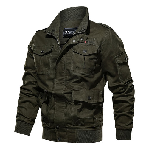 Herren robuste Canvas-Fliegerjacke im Utility-Fieldstil mit Schulterpatten und Mehrfachtaschen Shop Nory