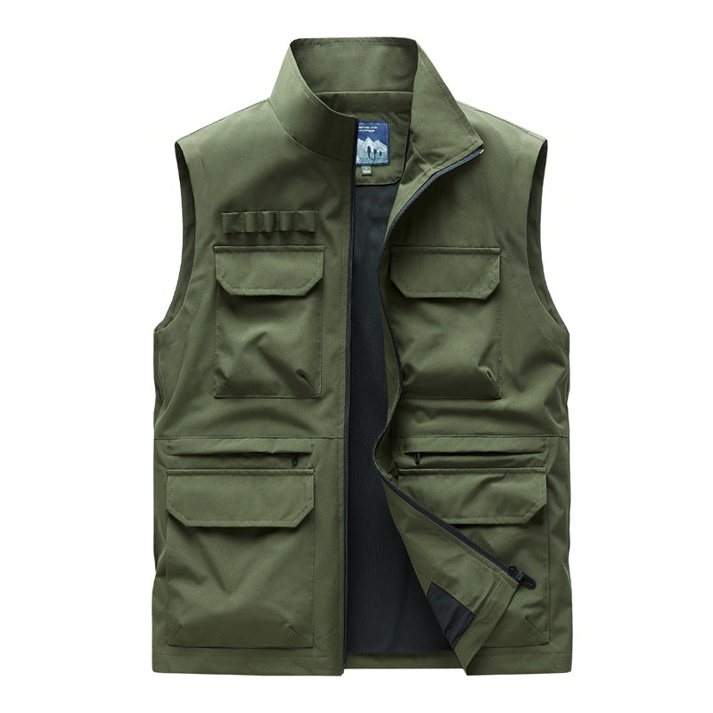 Herren Outdoor-Utilityweste mit acht Multifunktionstaschen, robustem Baumwollmix und Windschutzkragen Shop Nory