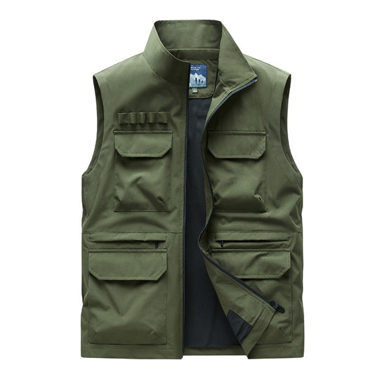 Herren Outdoor-Utilityweste mit acht Multifunktionstaschen, robustem Baumwollmix und Windschutzkragen Shop Nory