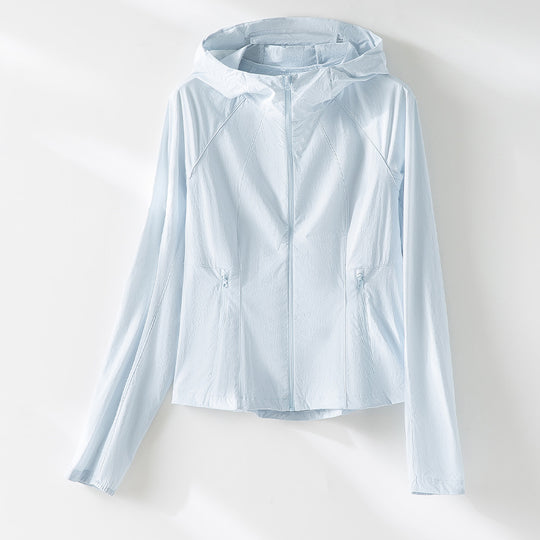 Damen Ultraleichte Kapuzen-Windjacke mit Raglanärmeln und Reißverschlusstaschen Shop Nory