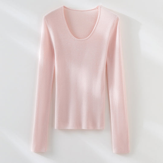 Damen Feinstrick-Langarmshirt mit tiefem U-Boot-Ausschnitt und feiner Rippstruktur Shop Nory