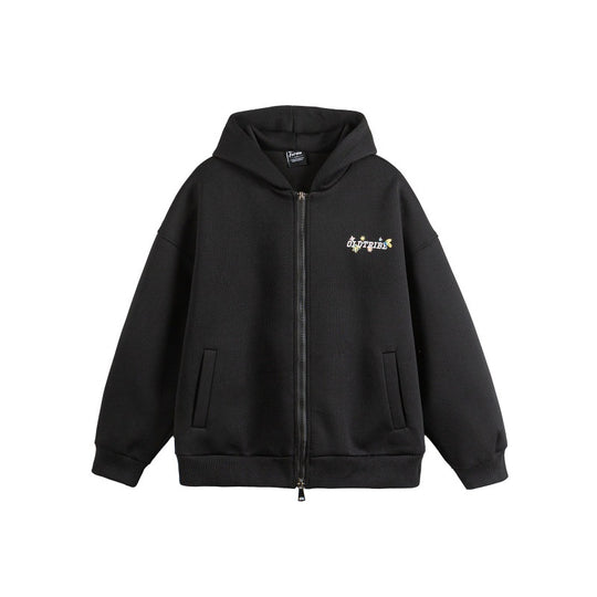 Unisex Kapuzen‑Zipjacke aus strukturierter Waffelqualität im Boxy‑Cut mit Zwei‑Wege‑Reißverschluss Shop Nory