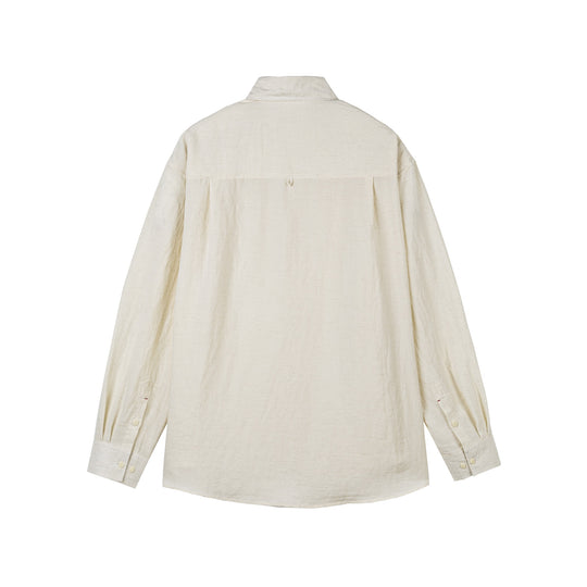 Unisex Lockeres Leinen‑Mix Oversize‑Hemd mit Brusttasche und abgerundetem Saum Shop Nory