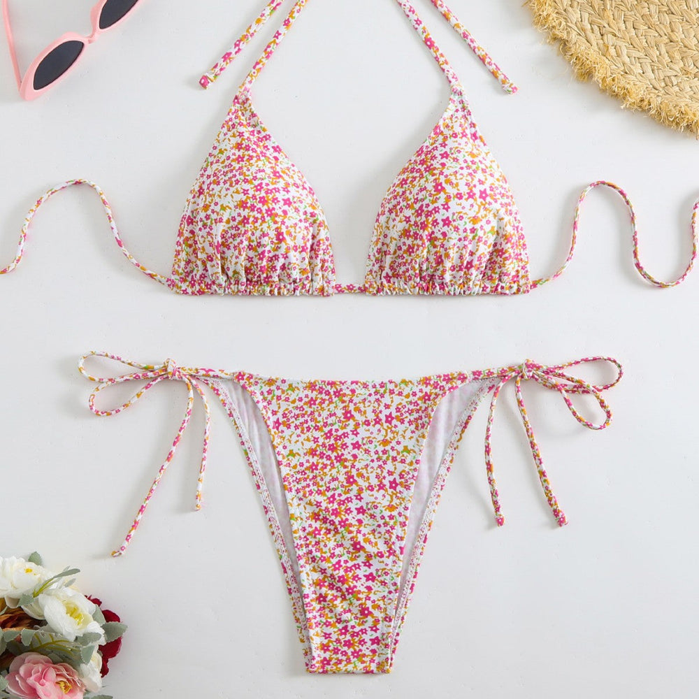 Damen Triangel-Bikini-Set mit verspieltem Blumenmuster
