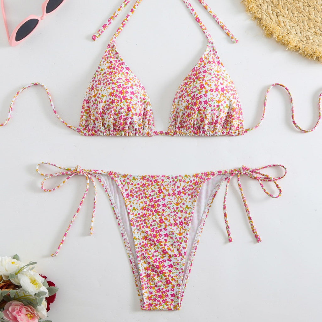 Damen Triangel-Bikini-Set mit verspieltem Blumenmuster