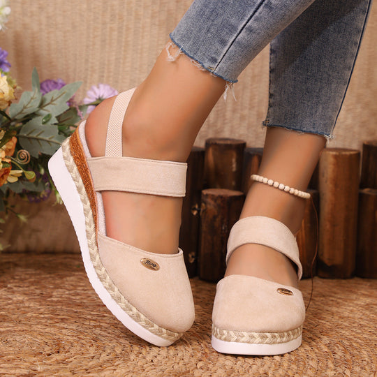 Damen Wedge-Sandaletten mit elastischem Riemendesign und komfortabler Plateausohle