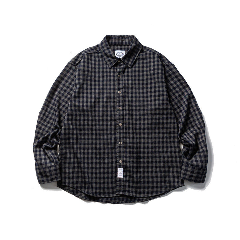 Unisex Oversize-Karo-Flanellhemd mit Hemdkragen, Button-Front und abgerundetem Saum Shop Nory