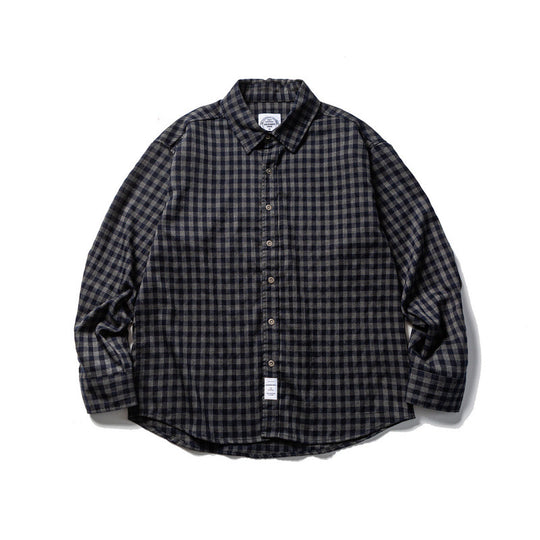 Unisex Oversize-Karo-Flanellhemd mit Hemdkragen, Button-Front und abgerundetem Saum Shop Nory