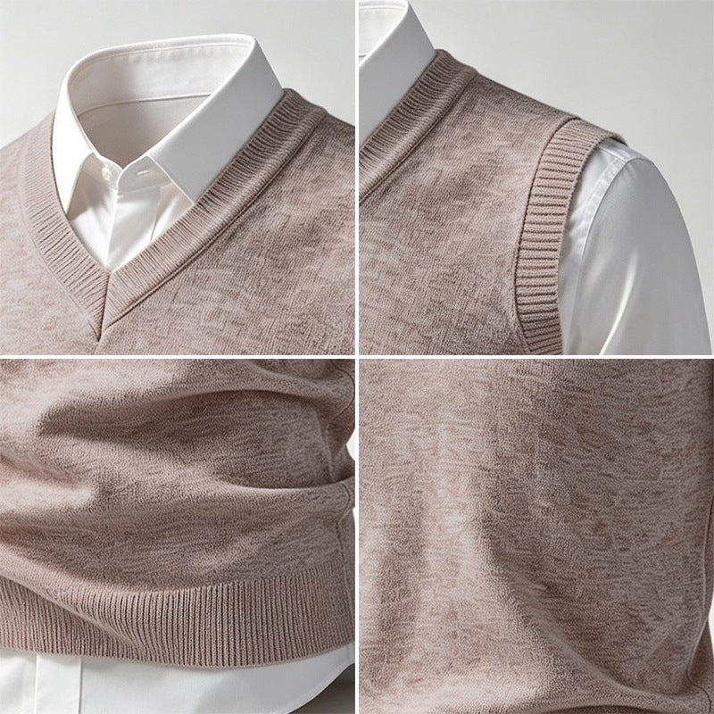 Herren Ärmellose Feinstrick V‑Ausschnitt Weste mit geripptem Saum Shop Nory
