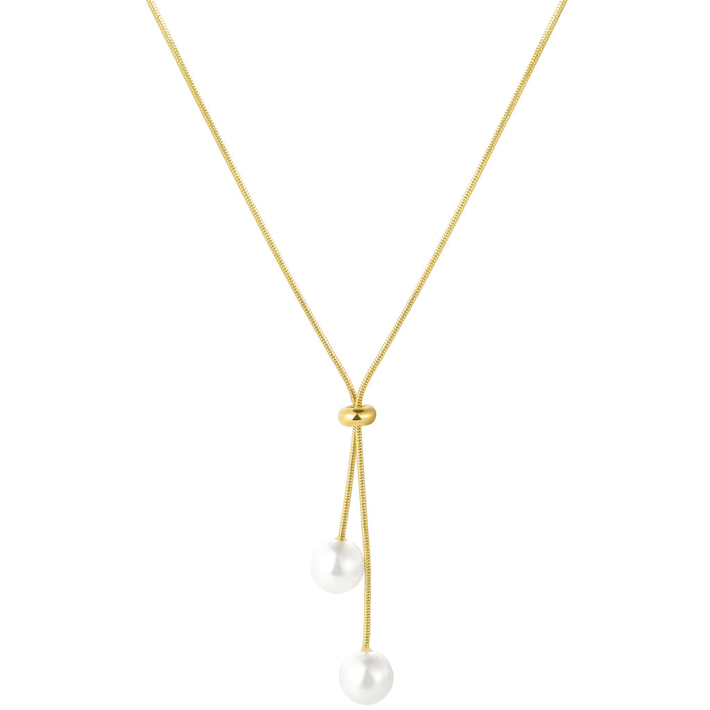 Damen elegante Halskette mit schimmernden Perlen und flexibler Kettenverstellung Shop Nory