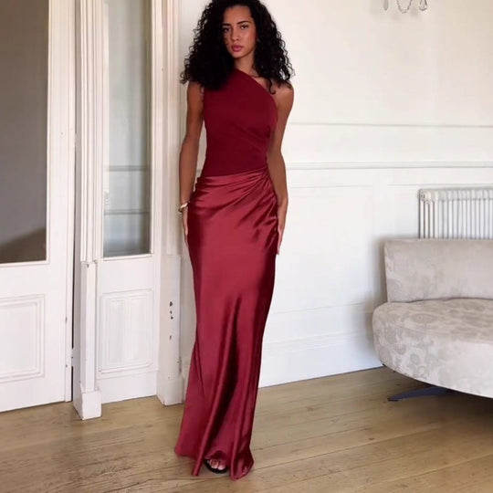 Elegantes One-Shoulder Maxikleid