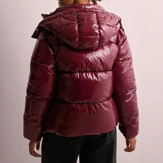 Damen Hochglanz Steppjacke mit Kapuze