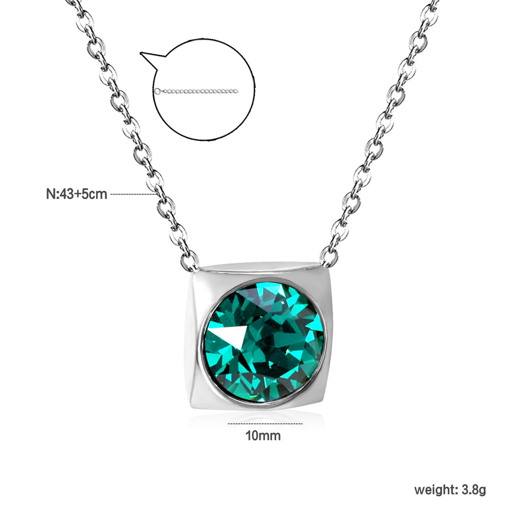 Damen Halskette mit quadratischem Kristallanhänger aus hochwertigem Edelstahl Shop Nory
