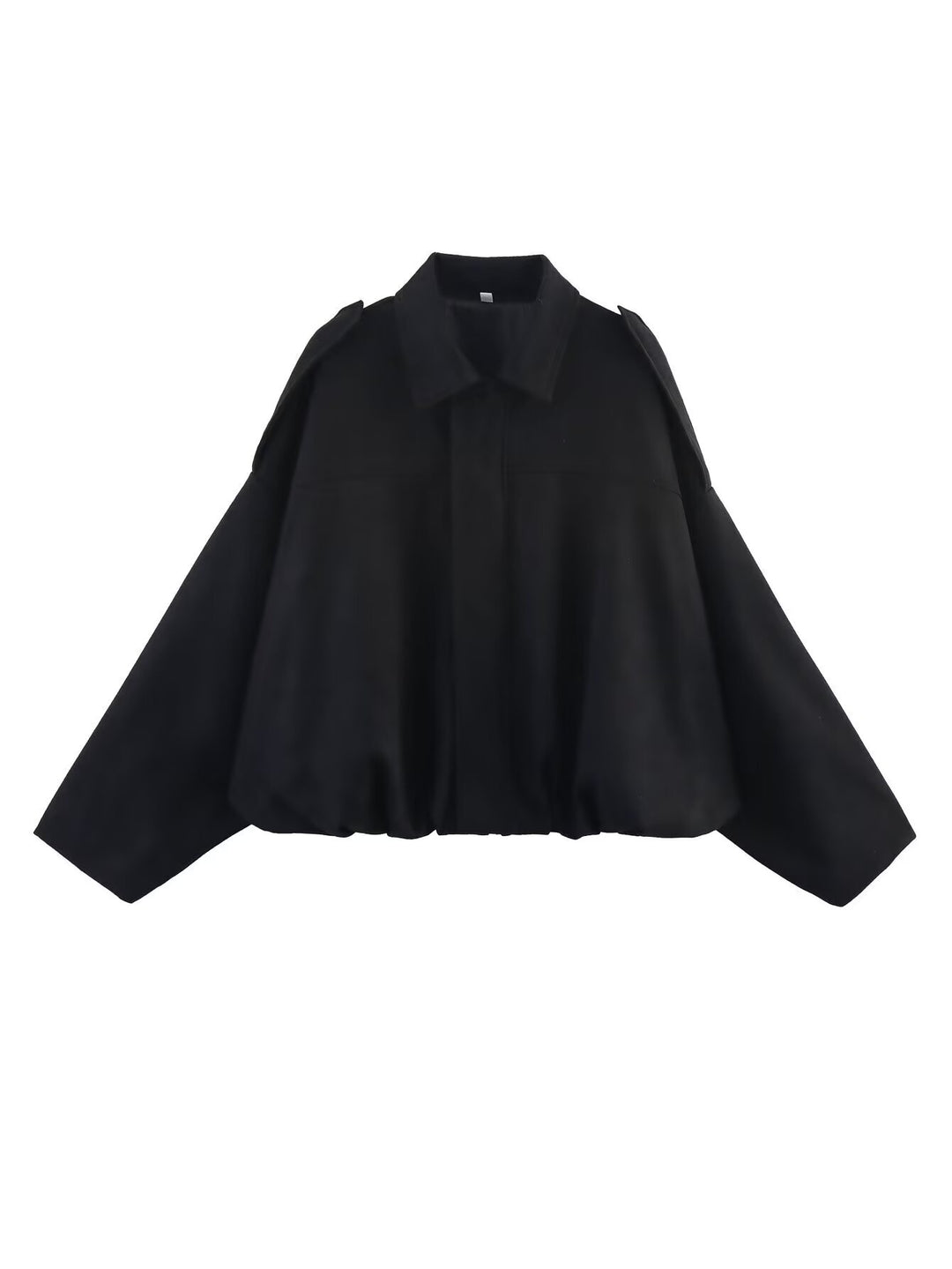 Damen Gekürzte Oversize-Blousonjacke aus Veloursoptik mit Tunnelzugsaum und Schulterpatten Shop Nory