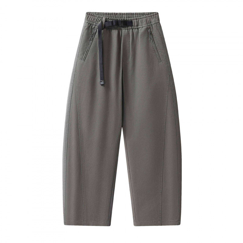 Unisex Weite knöchellange Cargo-Hose im Relaxed-Fit mit elastischem Tunnelzugbund und Reißverschlusstaschen Shop Nory