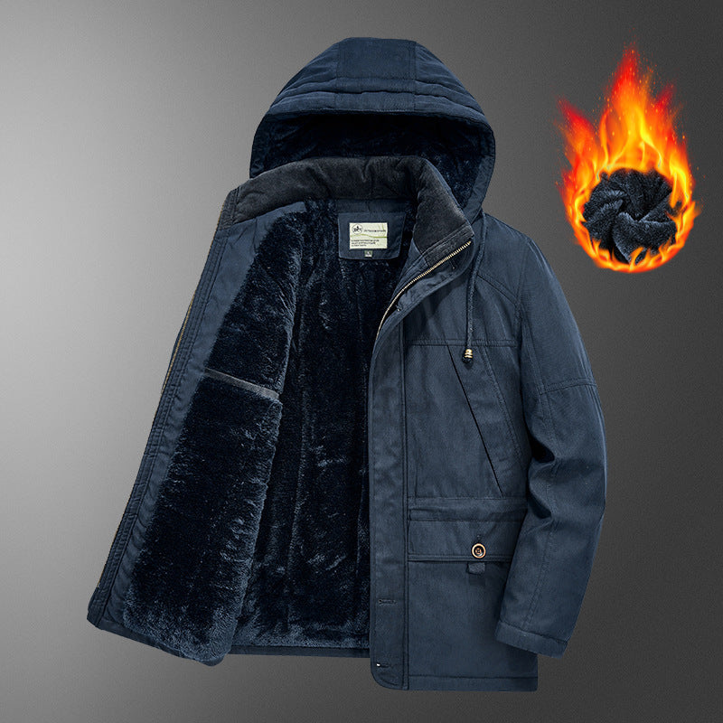 Herren gefütterter Kapuzenparka mit Thermo-Teddyfutter, winddichter Baumwollmix-Außenschale und Mehrfachtaschen Shop Nory