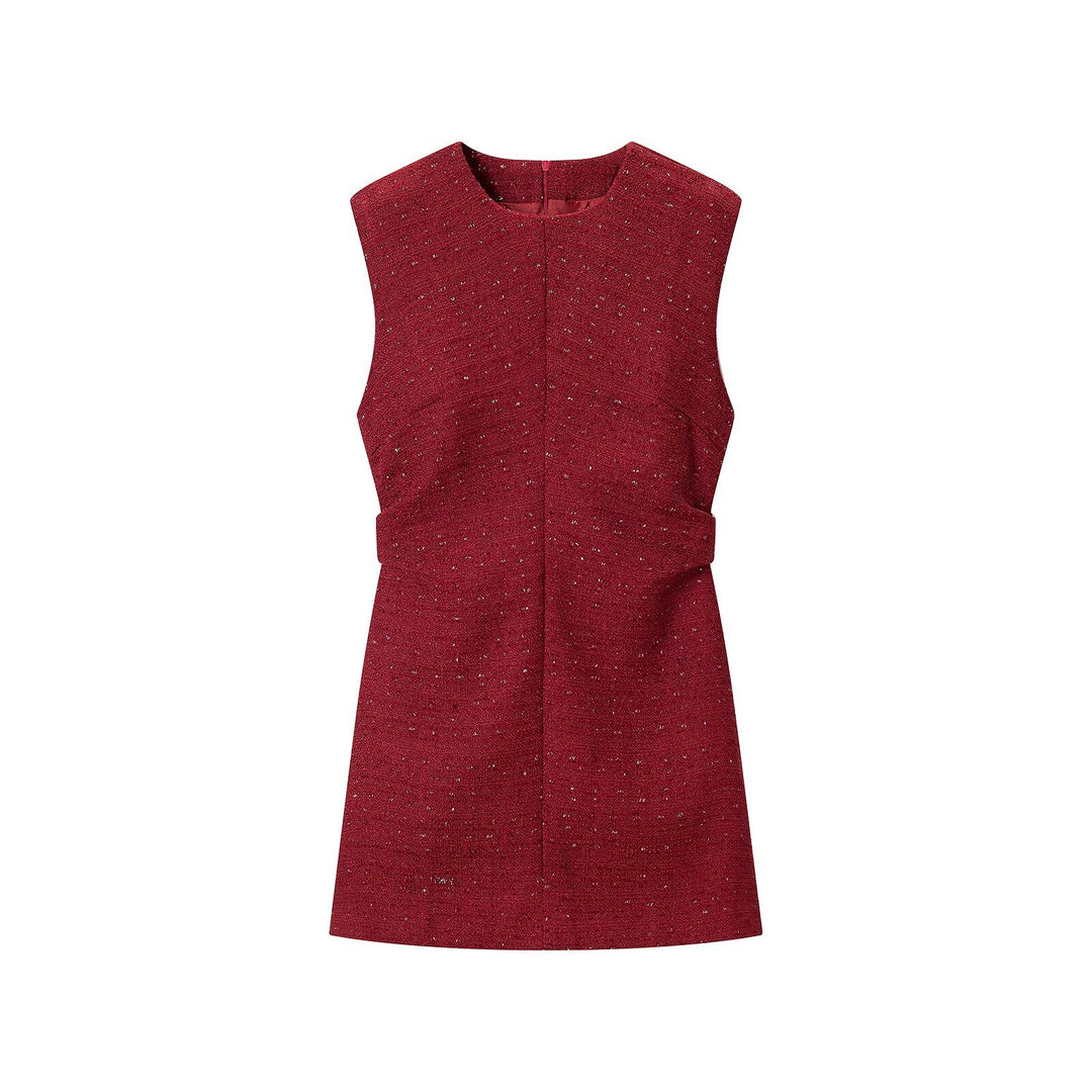 Damen Ärmelloses Tweed-Midikleid mit taillierten Seitenbahnen Shop Nory