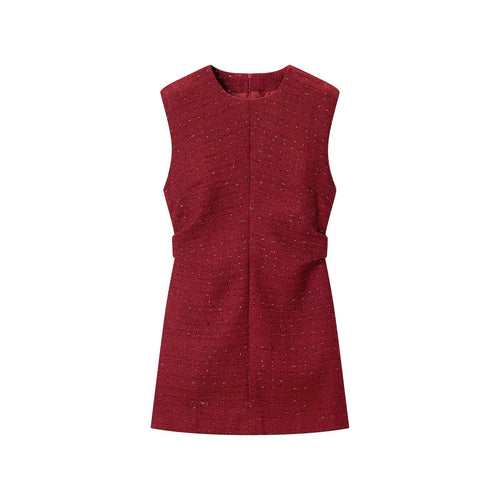 Damen Ärmelloses Tweed-Midikleid mit taillierten Seitenbahnen Shop Nory