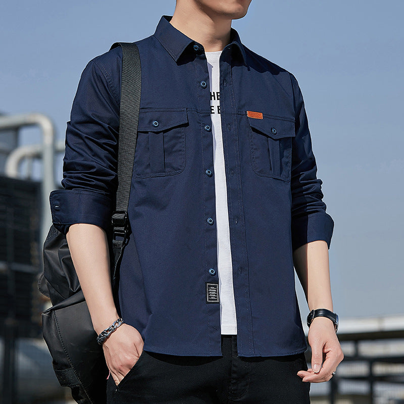 Herren leichtes Utility-Overshirt aus Baumwoll-Canvas mit Brustpattentaschen Shop Nory