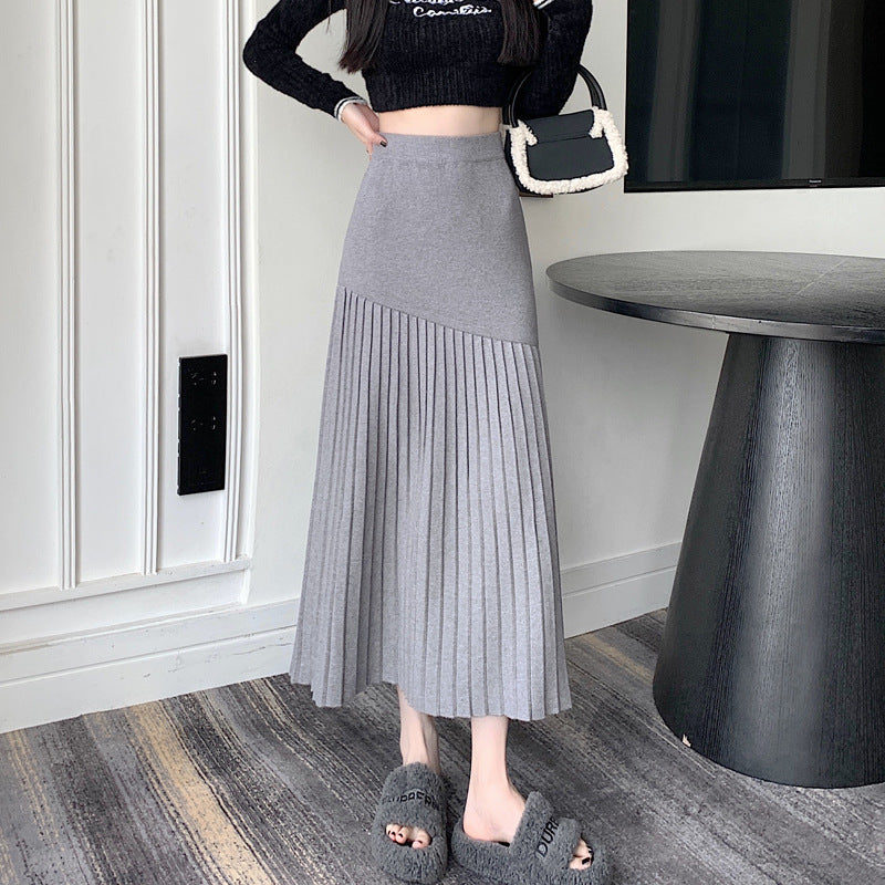 Damen Plissierter Maxirock mit asymmetrischem Design Shop Nory