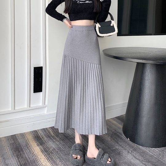 Damen Plissierter Maxirock mit asymmetrischem Design Shop Nory