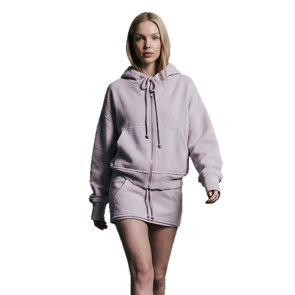Damen Kapuzen-Sweatjacke im Cropped-Schnitt mit durchgehendem Reißverschluss, Kängurutaschen und verlängerten Ärmelbündchen Shop Nory
